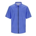 thumbnail image 5 of CUSTG Men Blouse Casual Short Sleeve Zipper Summer Beach Shirt Light Texture Elastic Shirt Lapel Boho Solid Color Tops, 5 of 9