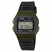 Casio Mens Casual Digital Black Resin Sport Watch, Green Case F91WM-3A