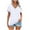 White, variant on Annhoo Women's Summer Tops Short Sleeve Lace Patchwork V Neck Shirts Casual Solid Color Comfy Dressy Shirts