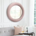 thumbnail image 1 of NeuType 24" Blush Velvet Round Wall Mirror Modern Accent Mirror Decorative Mirror, 1 of 8