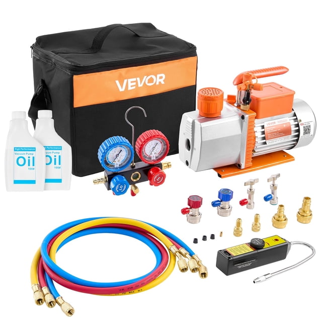 Set de bombas de vacío VEVOR 7 CFM 3/4 HP con kit de manómetro para HVAC