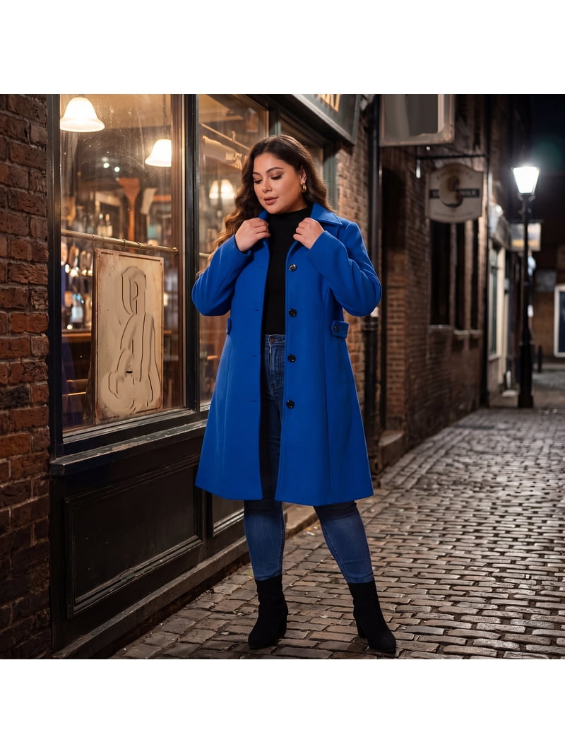 GRACE & GRANDEUR Women's Plus Size Winter Coats Single Breasted