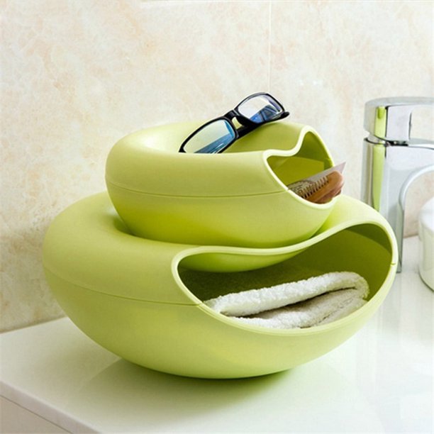 Recipientes de plástico multifuncional de doble capa para frutas secas, soporte para semillas y aperitivos, organizador de platos y platos, caja de almacenamiento de basura ShuxiuWang 8390613699459