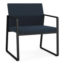 Lesro Gansett Steel and Fabric Waiting Room Oversize Guest Chair in Black/Adler Midnight Sky