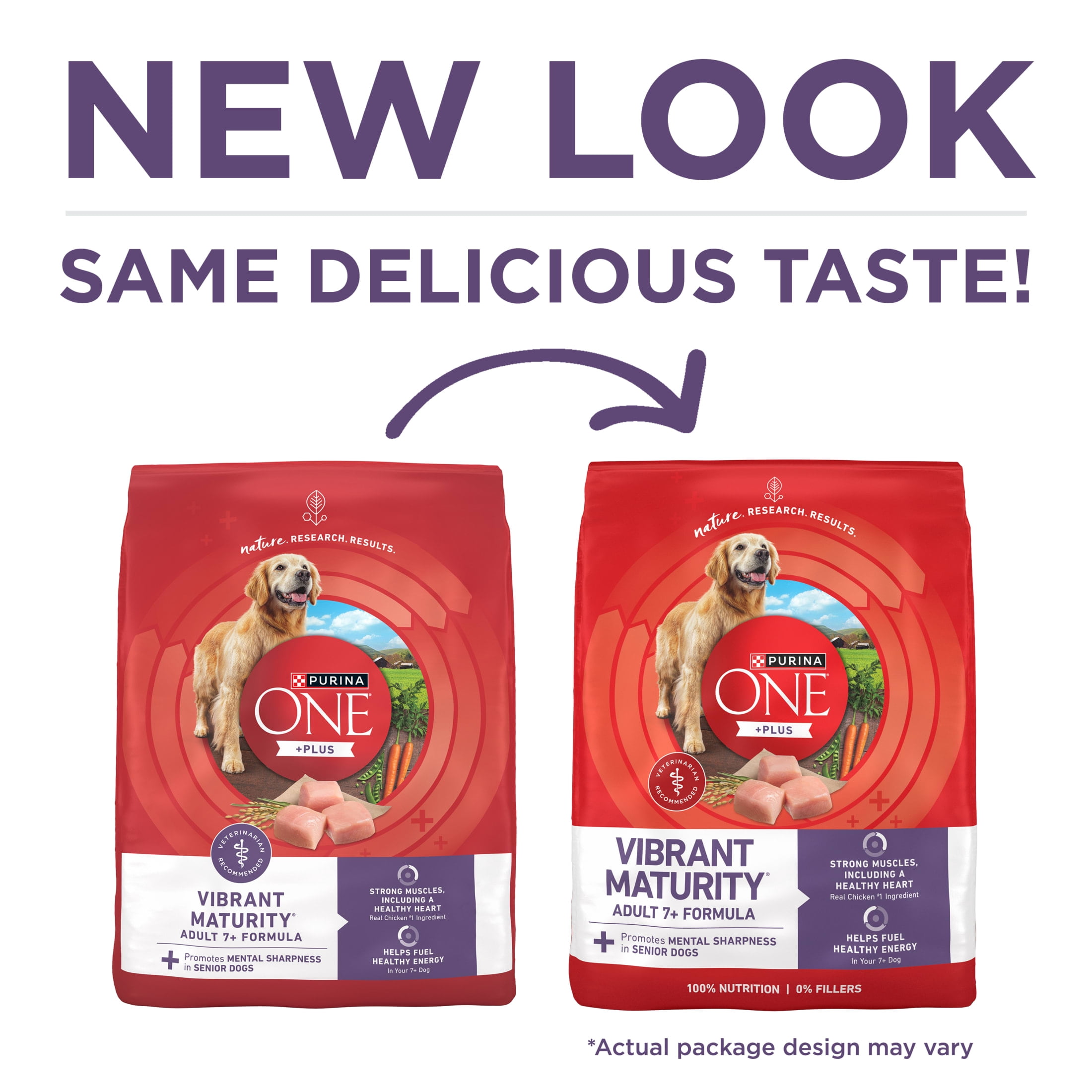 Purina One +Dry Dog Food for Senior Dogs Vibrant Maturity Adult 7 Plus, Real Chicken, 16.5 lb Bag
