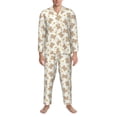 thumbnail image 3 of Susaid Kawaii Bear Print Men's Long Sleeve Pajama Set, Two-Piece Button-Down Loungewear PJs Set, Comfortable Sleepwear for Relaxation-X-Large, 3 of 7