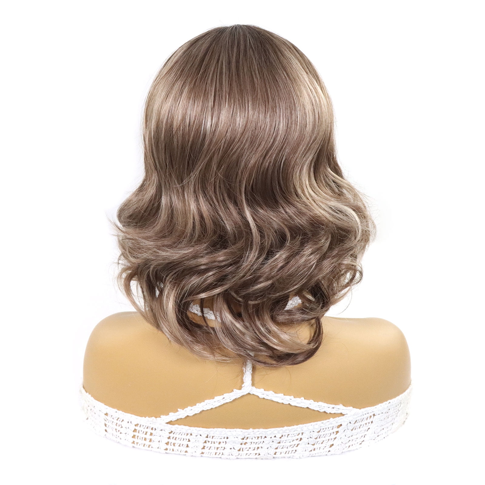 Ash Brown Wavy Highlight Synthetic Lace Front Short Bob Wigs 13x3 Colored Straight Wig Dark Roots Blonde Wig For Women Daily Use