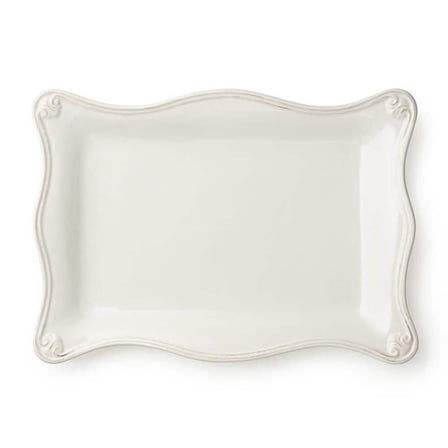 Heritage 14 in. x 10 in. White Stoneware Rectangular Platter