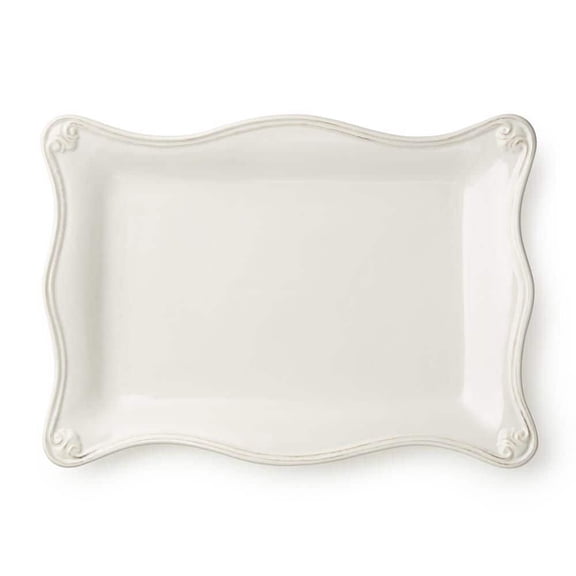 Heritage 14 in. x 10 in. White Stoneware Rectangular Platter