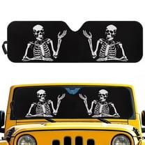 Uorisanigo Foldable Windshield Sun Shade for Jeeps Funny Skull Print Sun Visor Windshield Sunshade Fit for Jeep Gladiator 2020-2025/Jeep Wrangler TJ JK JL 2018-2025, Keep Car Interior Cooler
