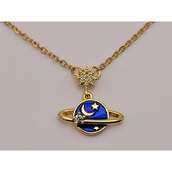 dainty planet choker or necklace / Saturn necklace / ufo necklace /