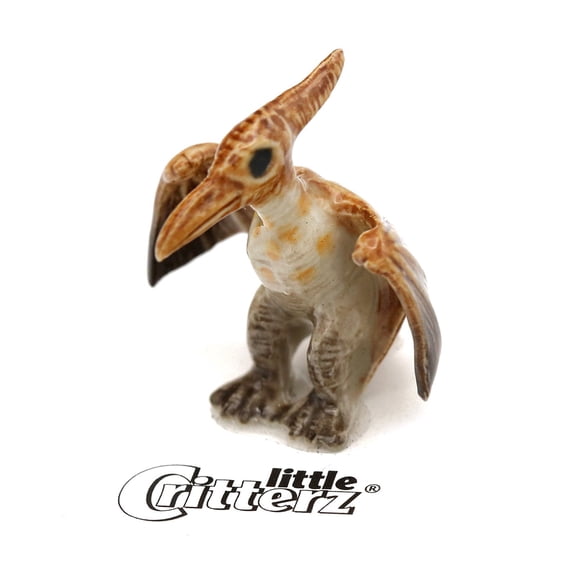 Little Critterz Dinosaur Pterodactyl Astro - Hand-painted Collectible Home Decor Decorative Figurine - Miniature Porcelain Figurine