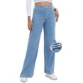 thumbnail image 1 of Vaqueros TONIRY de pierna ancha para mujer, talle alto, azul cielo, 1 of 6