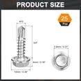 thumbnail image 2 of Uxcell 25 Paquete #10 x 3/4" Tornillos autorroscantes, Tornillos autoperforantes de acero inoxidable 410 para metal, Cabeza de arandela hexagonal para chapa metálica, 2 of 5