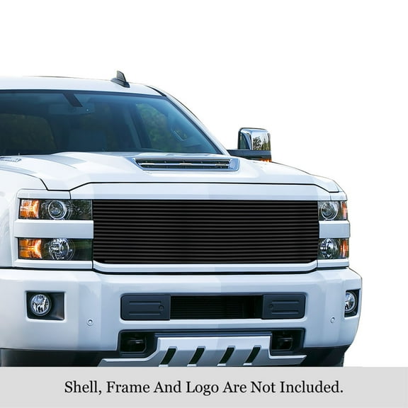 2015-2019 Chevy Silverado 2500 Hd /2015-2019 Chevy Silverado 3500 Hd Stainless Steel Black Powder Coated Finish 8X6 Horizontal Billet Black Stainless Steel Billet Grille