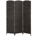thumbnail image 2 of HOMCOM 3 Panel Folding Room Divider, 6Ft Tall Wicker Weave Privacy Screen with 360° Hinge, Coffee, 2 of 9