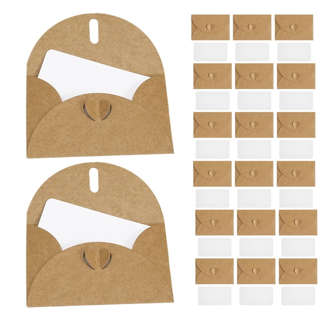 PAMINGONO 50Sets Kraft Paper Envelopes with Heart Shaped Clasp for Thank You Cards and Invitations