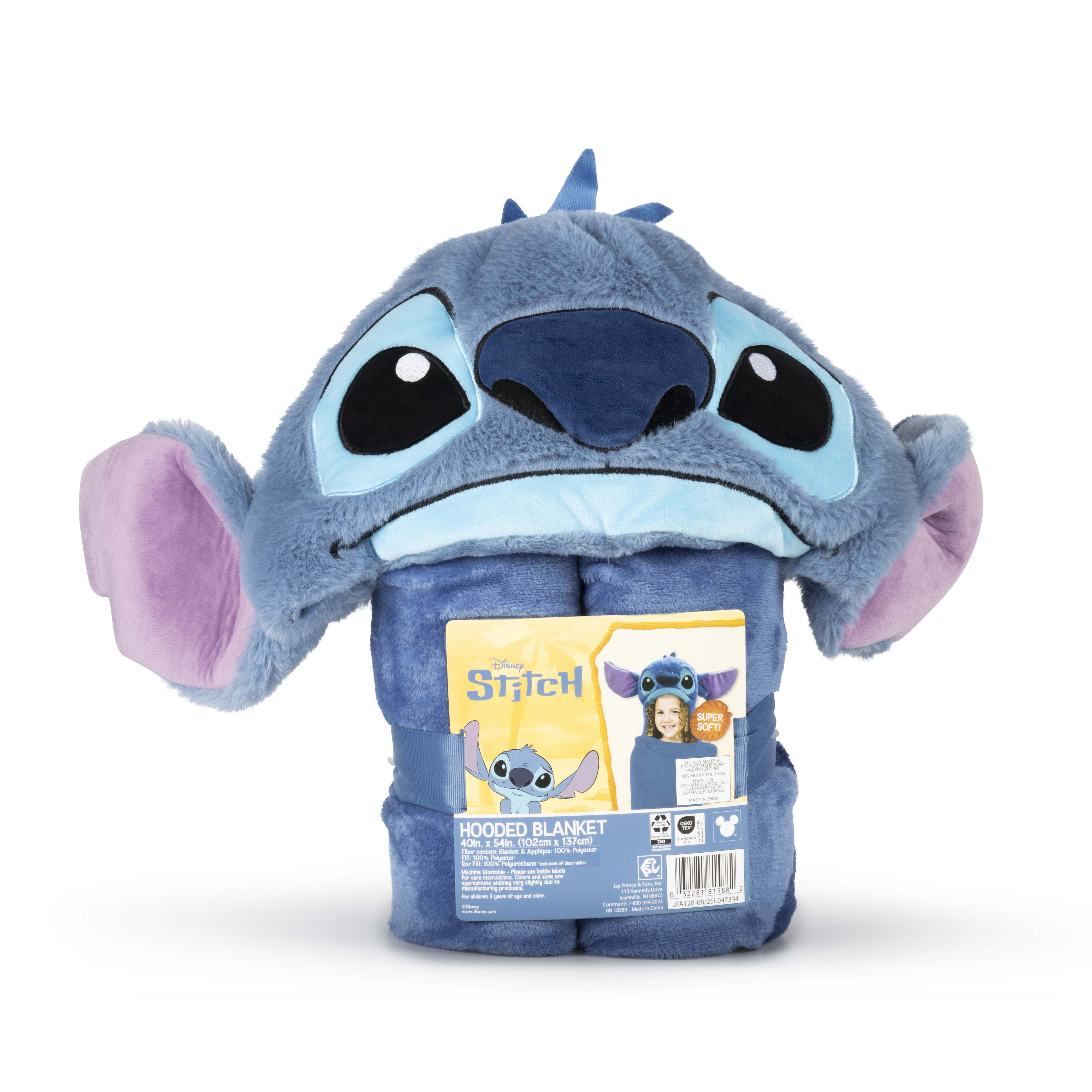 Stitch Kids Hooded Silk Touch Throw Blanket, Polyester Faux Fur, Blue, Disney, 54" x 40"