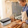 thumbnail image 5 of NeveLance Bread bin, smart bread box with divider and bread lid, black, food safe bread storage box, fresh bread storage for longer   32 cm x 17.5 cm x 15 cm (rectangular), 5 of 5