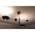 thumbnail image 3 of 2 Shade Counterbalance Mid Century Modern Raw Brass Light FIxture Sputnik Chandelier, 3 of 4