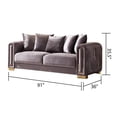 thumbnail image 4 of Impreza Thick Velvet Fabric Sofa Made With Wood in Gray, 4 of 6