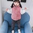 thumbnail image 5 of Toddler Boys Girls Sleeveless Collar Down Vest Fall Winter Solid Color Button Stripe Jacket, 5 of 5