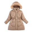 thumbnail image 3 of YOUYEDIAN Kids Girls Winter Hooded Padded Coat Fleece Lining Puffer Jacket Outerwear Parka Khaki 4-5 Years, 3 of 3