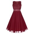thumbnail image 4 of Miaeowve Robe Princesse Sans Manches en Mousseline à Paillettes et Dentelle pour Filles, Demoiselle d'Honneur, Mariage, Fête, Robe de Bal, Rouge 10, 4 of 7