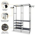 thumbnail image 3 of Ele-mall Portable Freestanding 2-Rod 4-Shelf Garment Rack, Black, 3 of 12