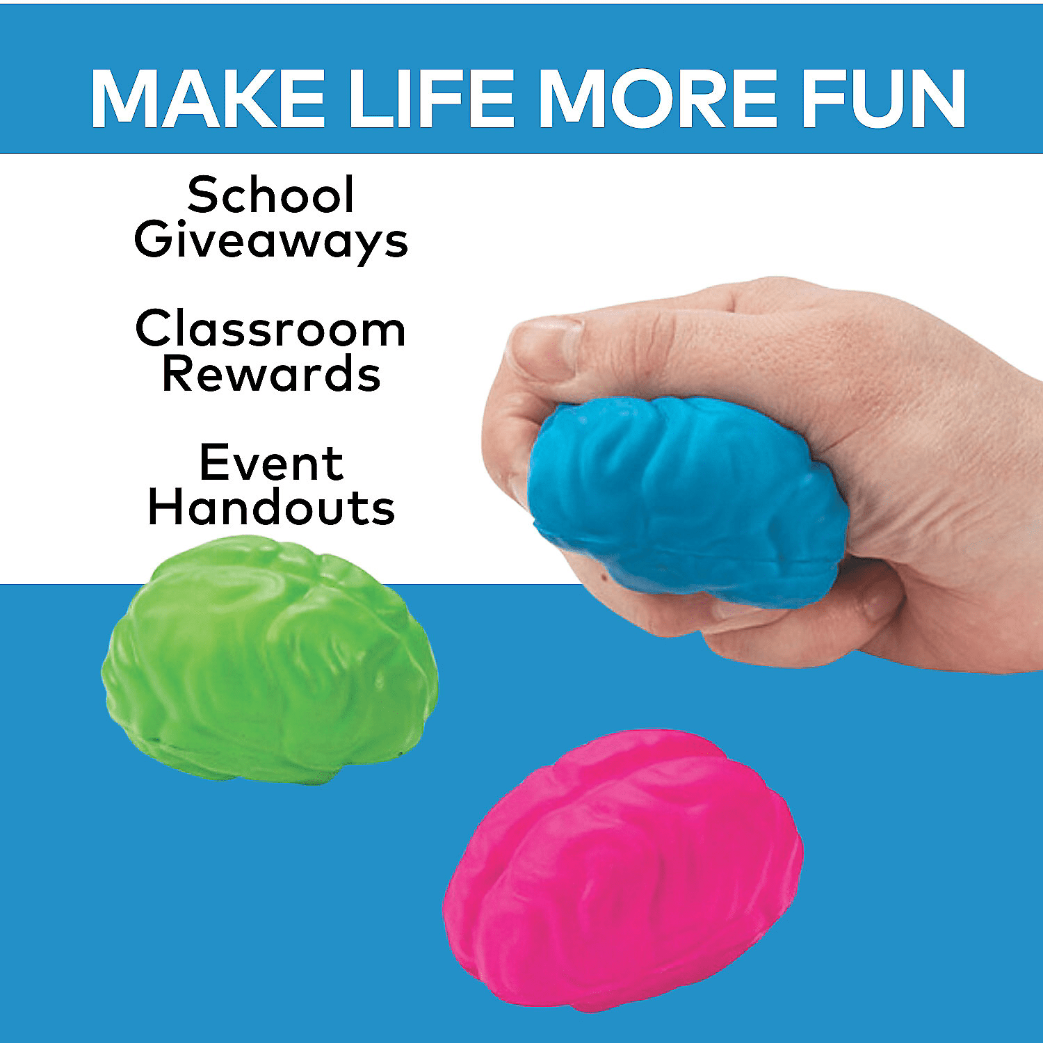 Brain Shaped Stress Ball - Party Favors - 12 Pieces