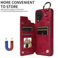 thumbnail image 3 of Nalacover for Samsung Galaxy A12 Wallet Case with Card Slots & Metal Finger Ring, Durable PU Leather Back Double Magnetic Botton Flip Kickstand Purse Shockproof Phone Case,Red, 3 of 10