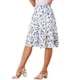 thumbnail image 4 of Faldas de mujer Inspire Chic con cintura elástica, en línea A, con volantes en capas y estampado floral, falda midi azul claro M, 4 of 6