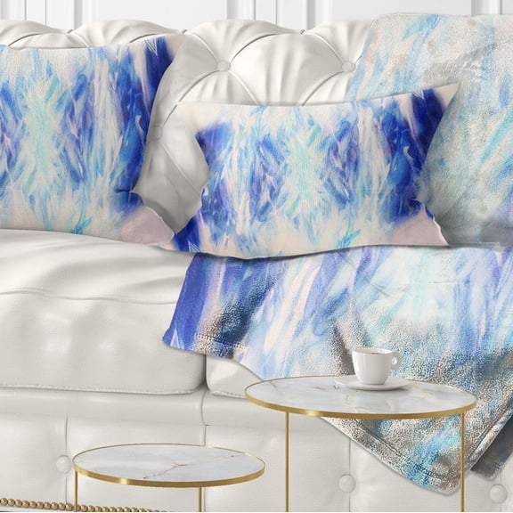 Designart Blue Collage with Spots - Abstract Throw Pillow - 12x20