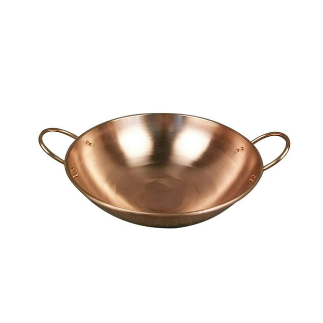 Youkk Pure Copper Pot without Lid Beautiful Fry Cookware Shape Pan Copper 28cm Stew Pan