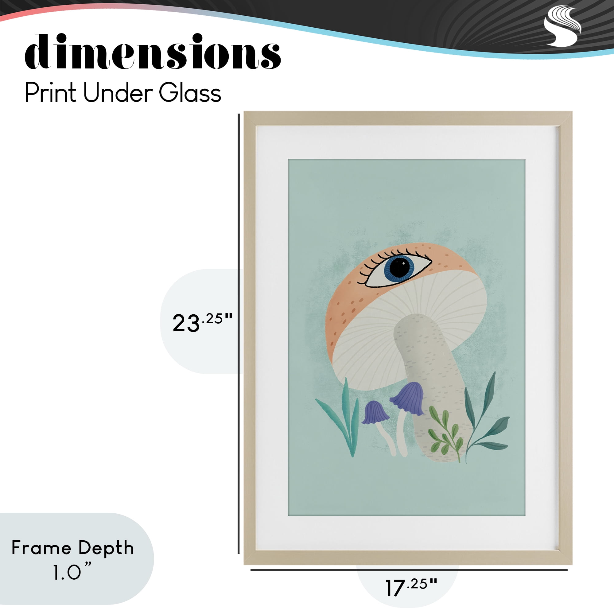 Stupell Industries Mushroom with Mystical Eye Birch Framed Print Under Glass, design by Metka Hiti
