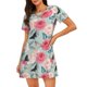 thumbnail image 1 of Easygdp Roses and Butterflies Camisón de manga corta para mujer, informal, estampado, 1 of 6