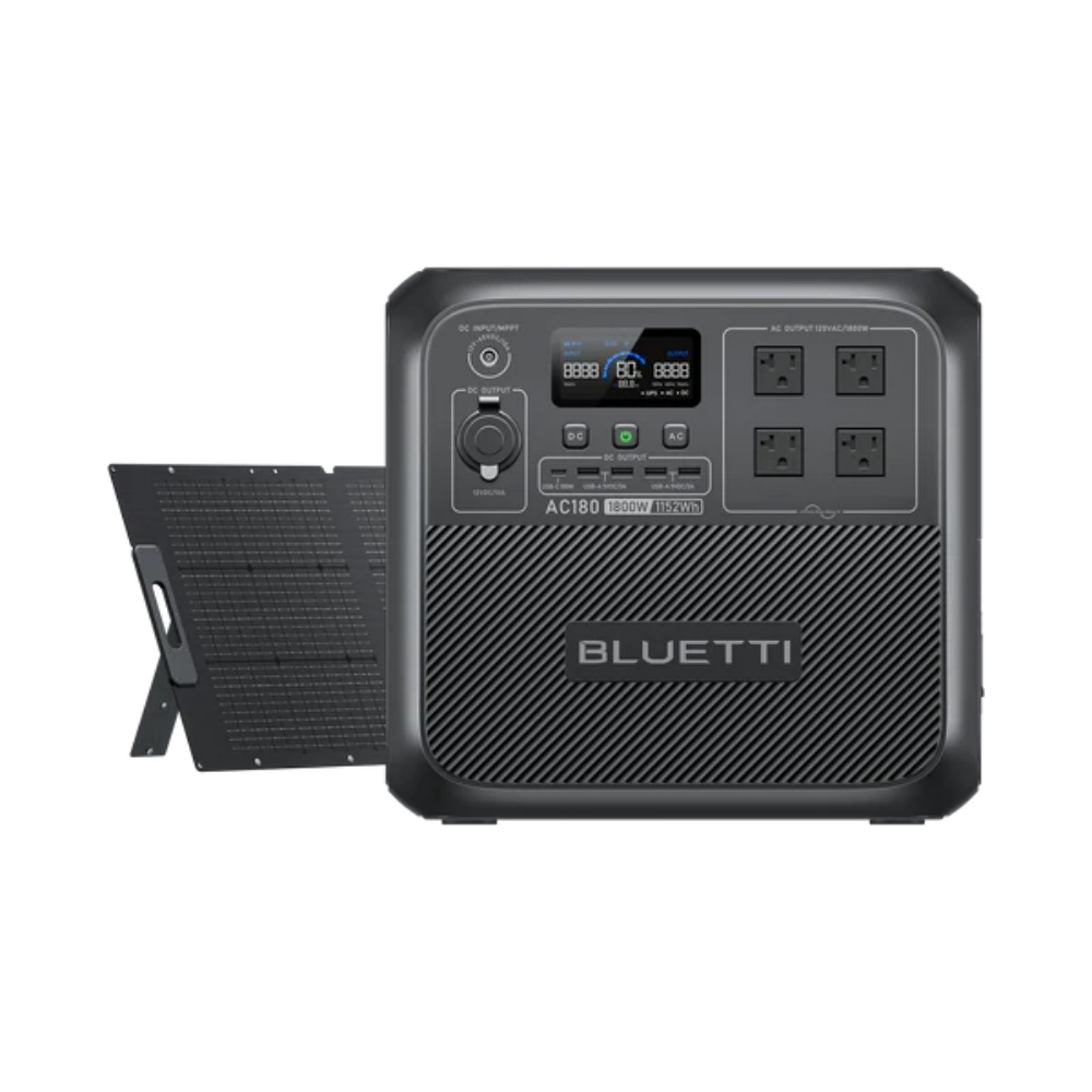 US PLUGBLUETTI AC180 Solar Portable Power Station | 1,800W 1,152Wh,  Solar Generator for Camping, Off-grid, Power Outage