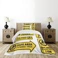 thumbnail image 4 of Ambesonne Zombie Quilted Bedspread Set 2 Pcs, Safe Area Zone, Twin Size, Yellow Black, 4 of 5