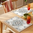 thumbnail image 4 of Boho Placemats Set of 8 Ethnic Aztec Southwest Neutral Aesthetic Motifs Place Mats Indoor Wipeable Table Mats Washable Cloth Dining Table Placemats for Kitchen Holiday Party Home Decor 13x19 Inch, 4 of 9