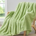 thumbnail image 2 of Super Soft Throw Blanket, 3D Ribbed Jacquard Decorative Blanket Small Soft & Warm Fluffy Blanket for Bed,sofa,women,men(Mint Green,28x40 Inch), 2 of 6