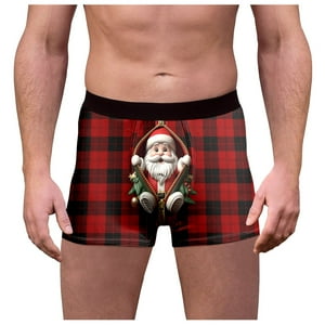FhsagQ Underwear Breathable Underwear for Men 3Xl Super Fit Male Plaid Christmas Day Printed Underwearny Fitting Mid Waist Briefs Men's Underwear Briefs 3Xl Red XL