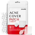 thumbnail image 1 of AVARELLE Parche para espinillas de acné (40 unidades) Tratamiento absorbente de manchas hidrocoloides con aceite de árbol de té, aceite de caléndula y Cica vegano libre de crueldad (VARIEDAD / 40 un, 1 of 2