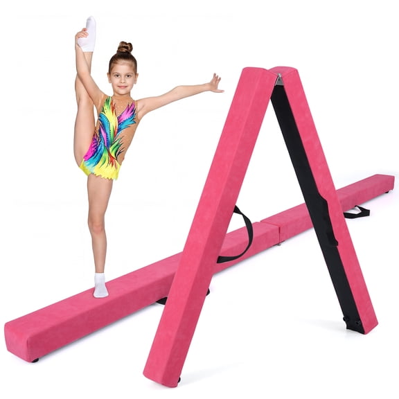 Gymax 7FT Folding Gymnastic Beam Portable Floor Balance Beam w/Handles for Gymnasts