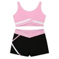 thumbnail image 3 of Fldy Kids Girls 2 Piece Ballet Yoga Workout Tracksuit Sleeveless Dance Crop Top with Shorts Set Pink 12, 3 of 7