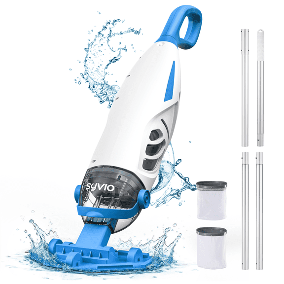 Syvio Cordless Handheld Pool Vacuum Cleaner, 1600GPH Powerful Suction, 60-Minute Runtime, for Above-Ground & Inground Pools, Spas & Hot Tubs