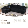 thumbnail image 3 of Hybition Modern Chenille Sofa Pull out Sofabed & Multifunctional Console-Black, 3 of 8