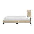 thumbnail image 4 of Pemberly Row Modern Wood Frame Velvet Full Platform Bed in Light brown, 4 of 9
