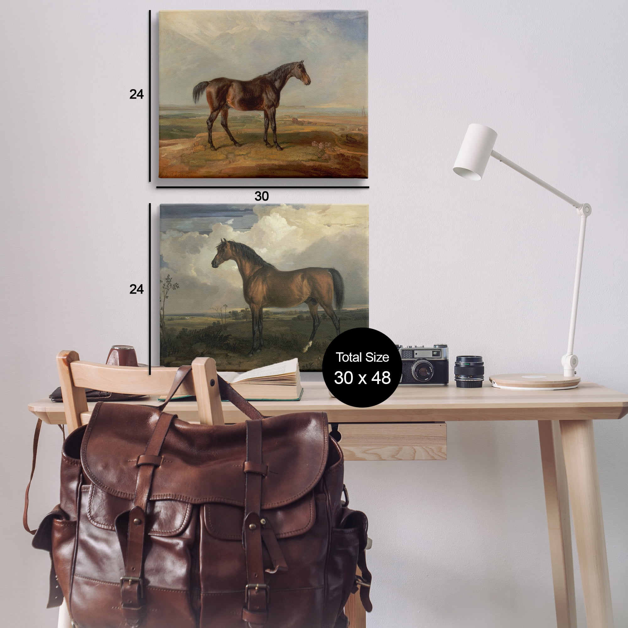 Stupell Industries Horses in Desolate Terrain Landscape & Nature Painting Wrapped Canvas Art Print Wall Art, 30 x 24, Set of 2