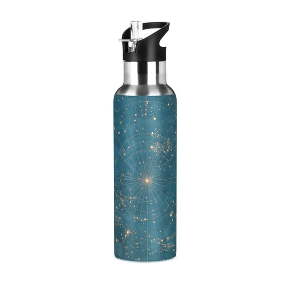 Yayeee 20oz Insulated Water Bottle Double Wall Stainless Steel with Flip Straw Lid, Star Map