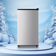 Tacool Single Door Mini Fridge with Freezer Apartment Size Refrigerator 3.2Cu.ft Energy Saving, Silver, New
